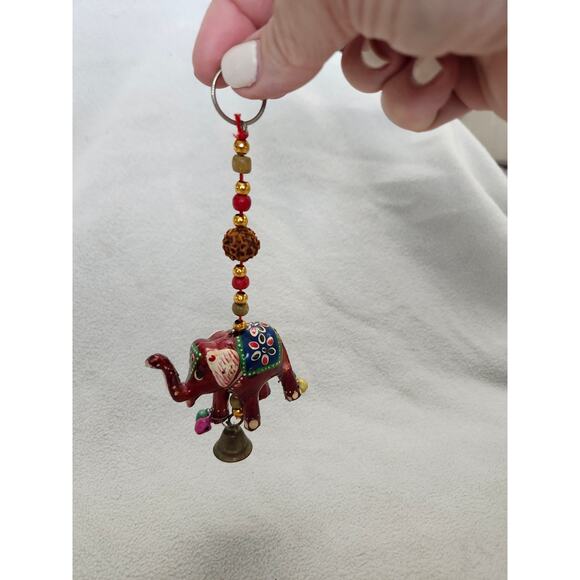 Elephant Trunk Up Keychain Rearview Mirror Hanging Charm Moroccan Red - Picture 4 of 8